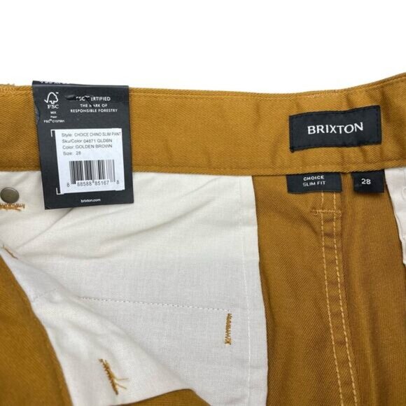 NWT BRIXTON Men's Choice Chino Slim Pant Sz 28 X 32 Golden Brown - Picture 5 of 7
